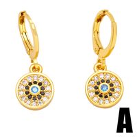 Fashion Devil's Eye Copper Gold Plated Zircon Drop Earrings 1 Pair sku image 1