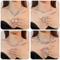 Women's Luxury Fashion Rhombus Alloy Rhinestone Earrings Necklace Jewelry Set Plating Diamond Rhinestone 1 Set main image 1