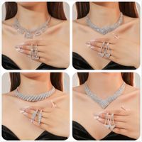 Women's Luxury Fashion Rhombus Alloy Rhinestone Earrings Necklace Jewelry Set Plating Diamond Rhinestone 1 Set main image 5