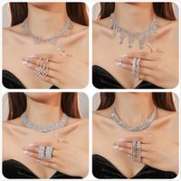 Women's Luxury Fashion Rhombus Alloy Rhinestone Earrings Necklace Jewelry Set Plating Diamond Rhinestone 1 Set main image 8