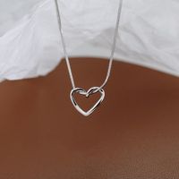 Fashion Heart Shape Sterling Silver Chain Pendant Necklace 1 Piece sku image 1