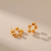 French Style Irregular Gold Plated Brass Ear Studs 1 Pair main image 2