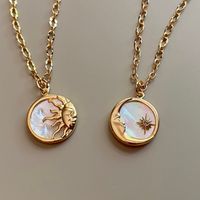 Retro Sun Star Moon Stainless Steel Gold Plated Pendant Necklace 1 Piece main image 1