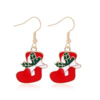 Fashion Christmas Tree Gloves Alloy Plating Inlay Artificial Gemstones Christmas Women's Drop Earrings 1 Pair sku image 4