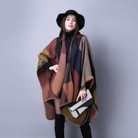 Women's Retro Lattice Imitation Cashmere Sewing Shawls main image 2