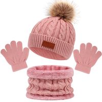 Kid's Cute Solid Color Braid Wool Cap main image 2