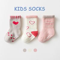 Kid's Cute Round Dots Stripe Solid Color Cotton Handmade Crew Socks 2 Pieces sku image 10