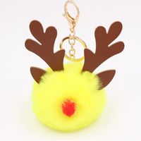 Cute Antlers Pu Leather Plush Plating Christmas Bag Pendant Keychain sku image 2