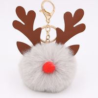 Cute Antlers Pu Leather Plush Plating Christmas Bag Pendant Keychain sku image 13