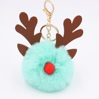 Cute Antlers Pu Leather Plush Plating Christmas Bag Pendant Keychain sku image 14