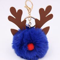 Cute Antlers Pu Leather Plush Plating Christmas Bag Pendant Keychain sku image 21