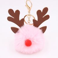 Cute Antlers Pu Leather Plush Plating Christmas Bag Pendant Keychain sku image 15