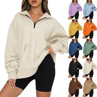 Hoodies De Douille Du Hoodie Des Femmes Longs Et Couleur Solide De Mode De Poche De Sweatshirts main image 1