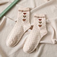 Women's Cute Stripe Heart Shape Nylon Cotton Printing Crew Socks 1 Set sku image 5