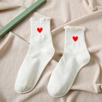 Women's Cute Stripe Heart Shape Nylon Cotton Printing Crew Socks 1 Set sku image 3