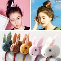 Fashion Rabbit Plush Patchwork Hair Clip Hair Tie 1 Piece main image 3