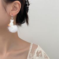 Cute Rabbit Resin Plush Inlay Rhinestones Women's Drop Earrings 1 Pair main image 5
