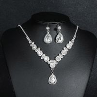 Mode Gouttelettes D'eau Gland Artificielle Cristal Métal Incrustation Strass Boucles D'oreilles Collier 1 Set main image 7