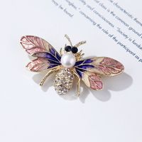 Fashion Flamingo Butterfly Shell Alloy Inlay Artificial Diamond Women's Brooches sku image 5