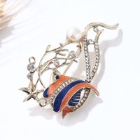 Fashion Flamingo Butterfly Shell Alloy Inlay Artificial Diamond Women's Brooches sku image 12