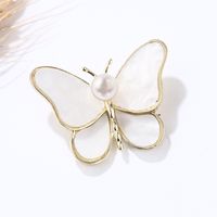 Fashion Flamingo Butterfly Shell Alloy Inlay Artificial Diamond Women's Brooches sku image 8