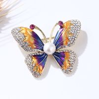 Fashion Flamingo Butterfly Shell Alloy Inlay Artificial Diamond Women's Brooches sku image 19