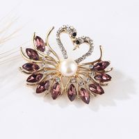 Fashion Flamingo Butterfly Shell Alloy Inlay Artificial Diamond Women's Brooches main image 4