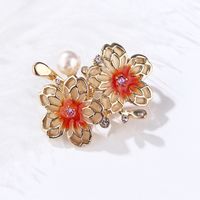 Fashion Flamingo Butterfly Shell Alloy Inlay Artificial Diamond Women's Brooches sku image 26