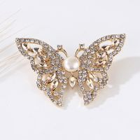 Fashion Flamingo Butterfly Shell Alloy Inlay Artificial Diamond Women's Brooches sku image 21