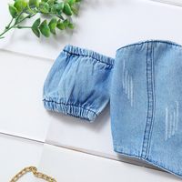 Fashion Solid Color Ripped Cotton Girls Clothing Sets main image 2