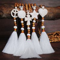 Fashion Cross Star Heart Shape Beaded Tassel Women's Pendant Necklace 1 Piece main image 2