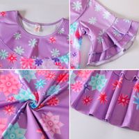 Fashion Flower Printing Spandex Polyester Girls Dresses main image 3