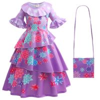Fashion Flower Printing Spandex Polyester Girls Dresses main image 4