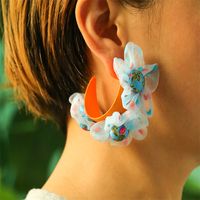 Fashion Flower Cloth Handmade Women's Earrings 1 Pair sku image 3
