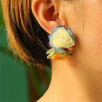 Fashion Flower Cloth Handmade Women's Earrings 1 Pair sku image 2