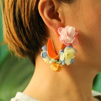 Fashion Flower Cloth Handmade Women's Earrings 1 Pair sku image 4