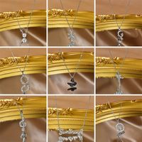 Mode Kaninchen Stern Baum Titan Stahl Inlay Künstliche Perlen Strasssteine Halskette 1 Stück main image 4