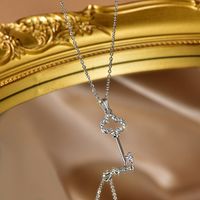 Fashion Rabbit Star Tree Titanium Steel Inlay Artificial Pearls Rhinestones Necklace 1 Piece sku image 5