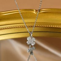 Fashion Rabbit Star Tree Titanium Steel Inlay Artificial Pearls Rhinestones Necklace 1 Piece sku image 6