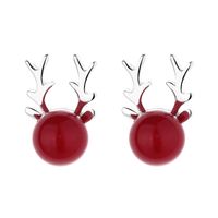 Cute Deer Sterling Silver Ear Studs 1 Pair main image 2