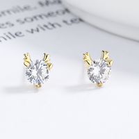 Cute Deer Sterling Silver Ear Studs 1 Pair sku image 7