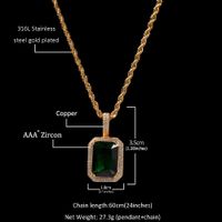 Fashion Geometric Copper Inlay Artificial Gemstones Men's Pendant Necklace main image 4