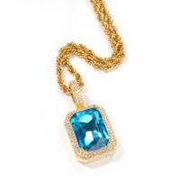 Fashion Geometric Copper Inlay Artificial Gemstones Men's Pendant Necklace sku image 3