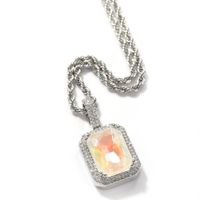 Fashion Geometric Copper Inlay Artificial Gemstones Men's Pendant Necklace main image 3