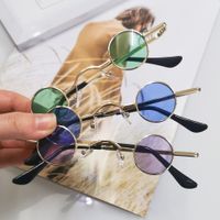 Vintage Style Solid Color Pc Round Frame Patchwork Full Frame Women's Sunglasses main image 3