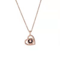Fashion Heart Shape Titanium Steel Hollow Out Pendant Necklace 1 Piece sku image 8