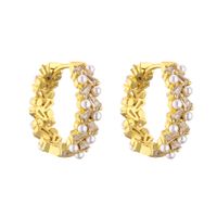 Elegant Geometric Copper Inlay Artificial Pearls Zircon Earrings 1 Pair sku image 5