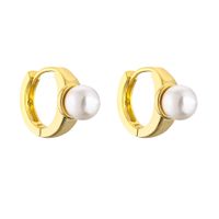 Elegant Geometric Copper Inlay Artificial Pearls Zircon Earrings 1 Pair sku image 1