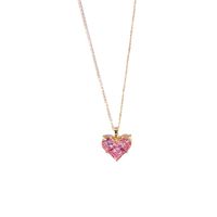 Sweet Heart Shape Titanium Steel Inlaid Gold Zircon Earrings Necklace main image 6