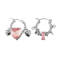 Fashion Heart Shape Alloy Plating Rhinestones Women's Earrings 1 Pair main image 3